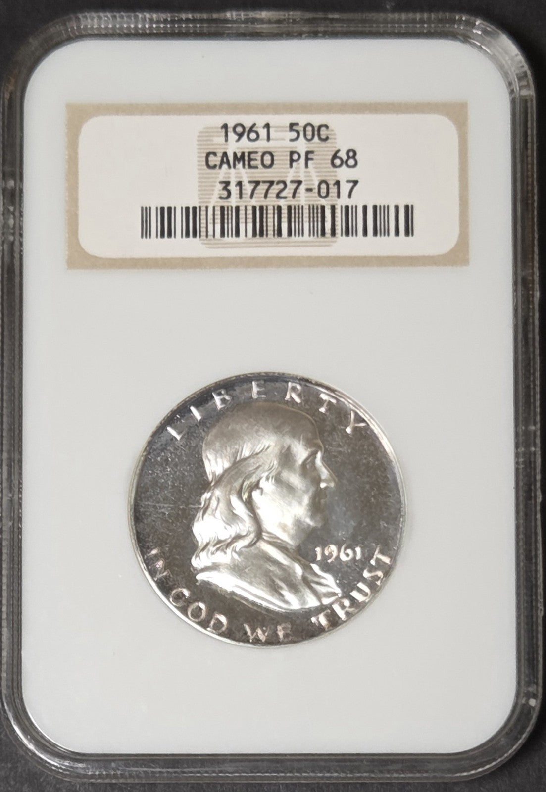 1961 Franklin Half Dollar, NGC PF68 Cameo