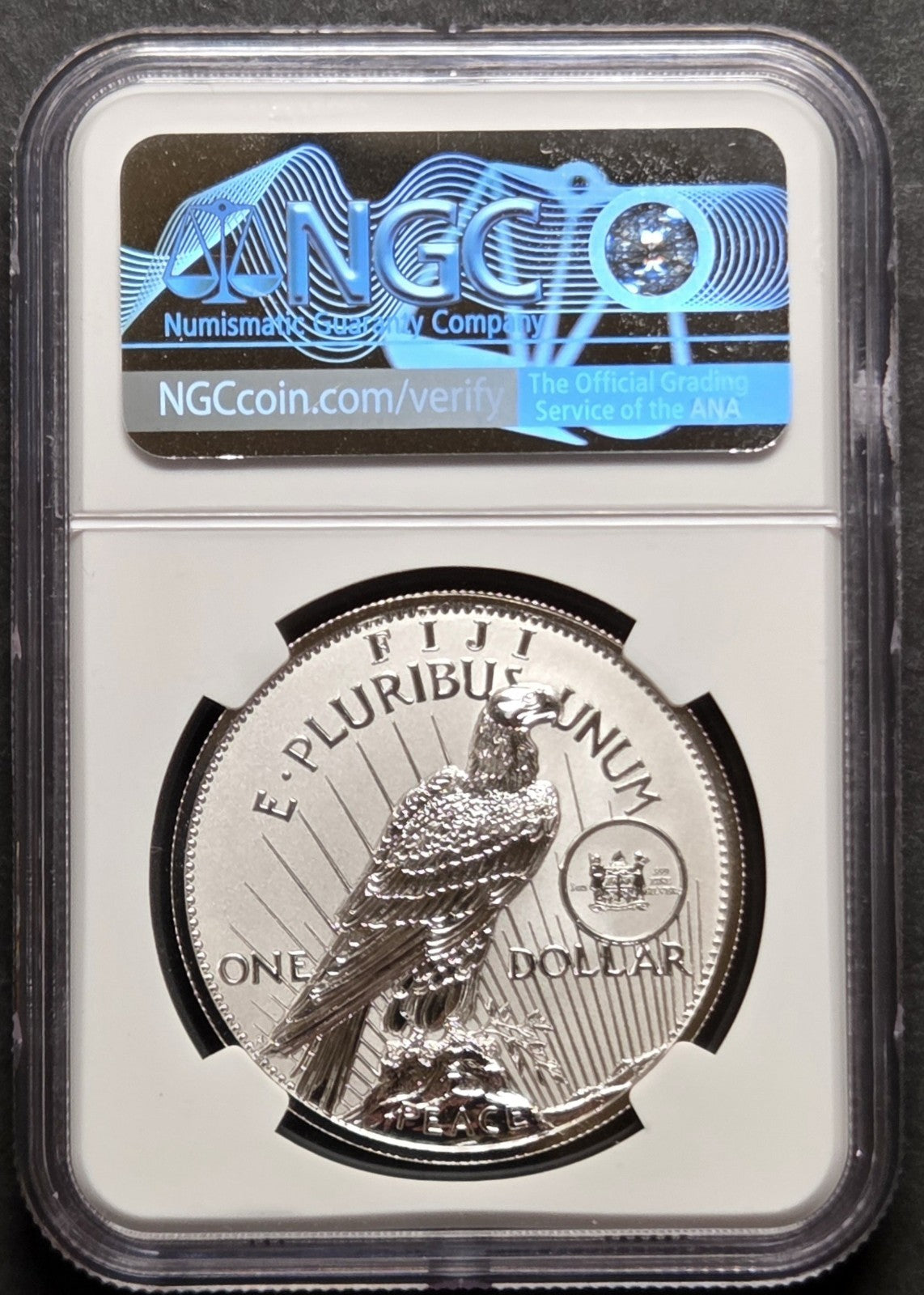 2022 Fiji $1 Peace Dollar, S Privy, NGC Reverse PF70