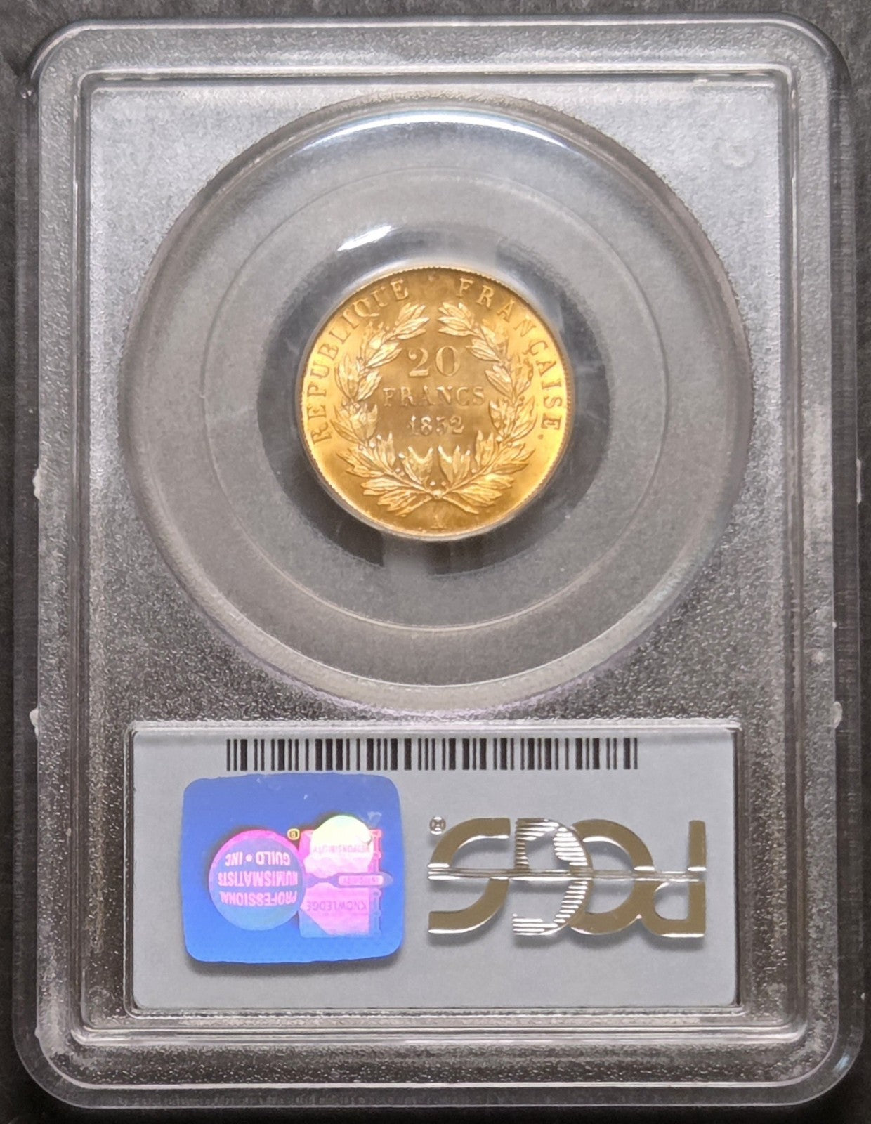1852-A France Gold 20 Francs, PCGS MS66