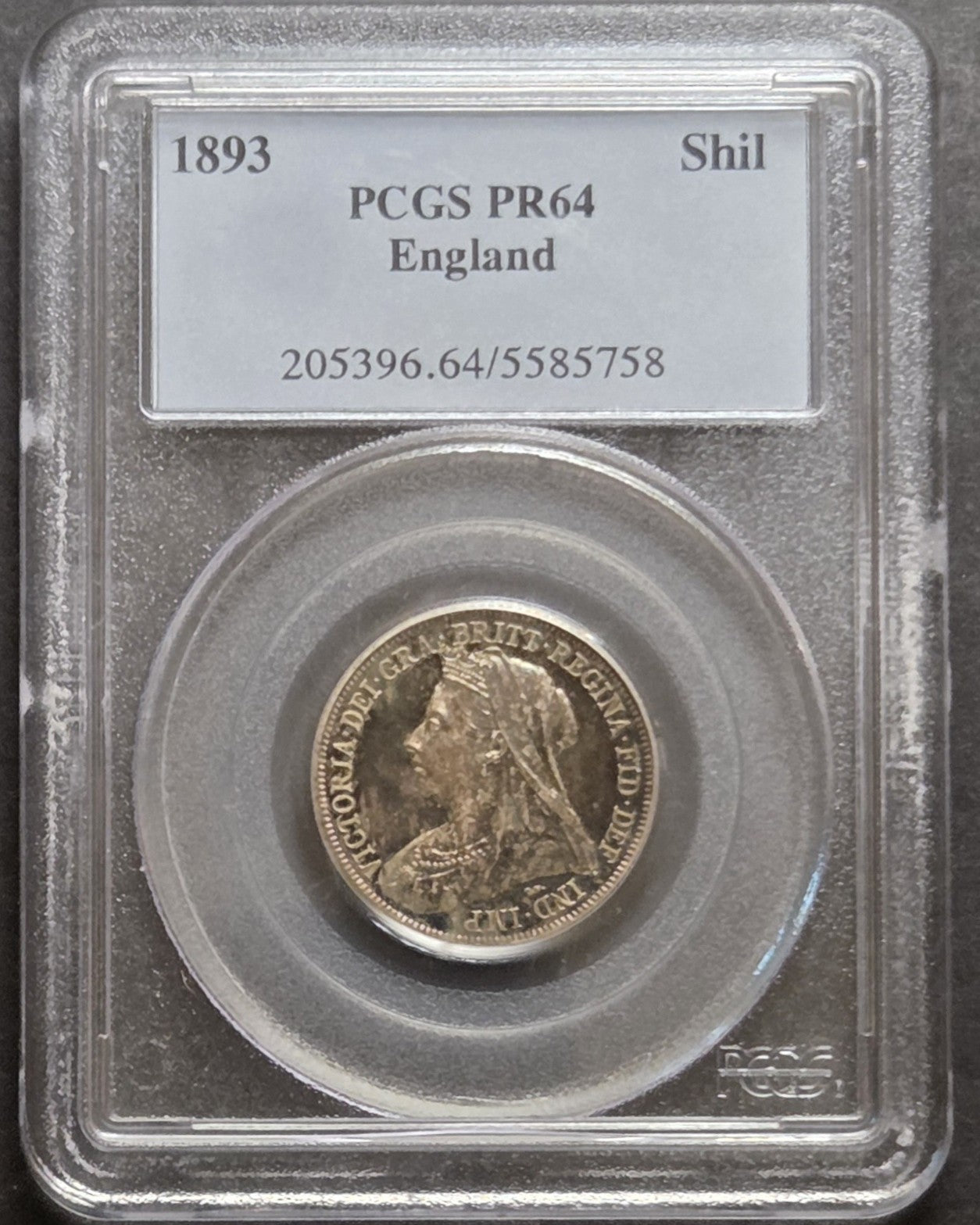 1893 England Shilling, PCGS PR64