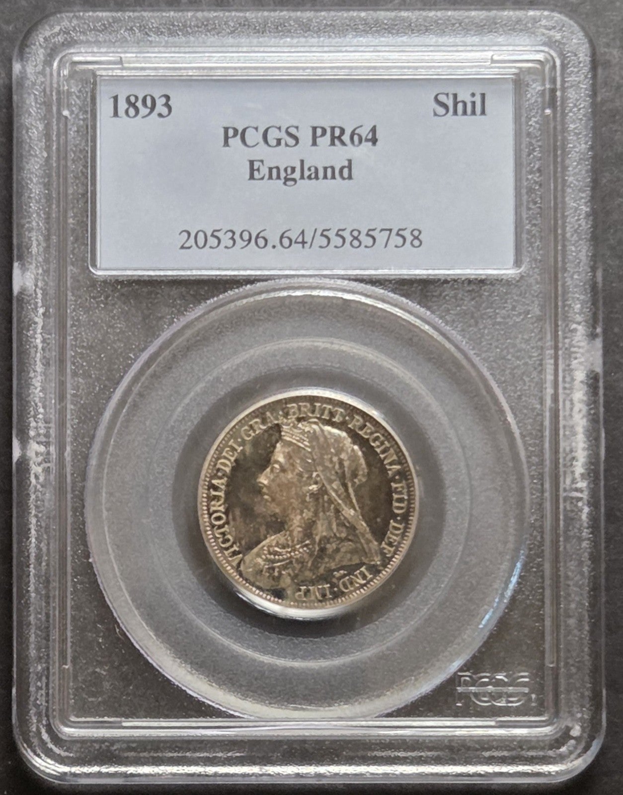 1893 England Shilling, PCGS PR64