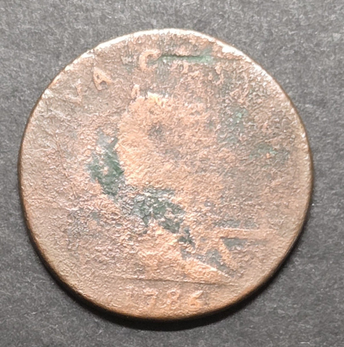1786 New Jersey Copper, Wide Shield, Good Details