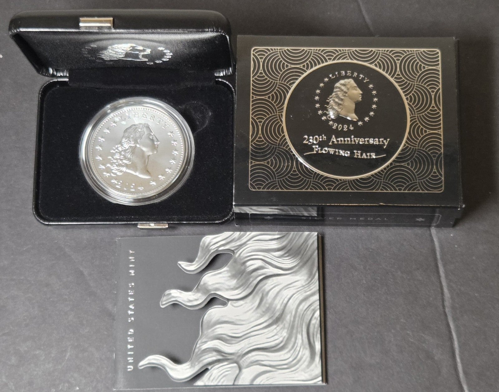 2024 Flowing Hair Silver Medal 230th Anniversary w/Original Box & COA
