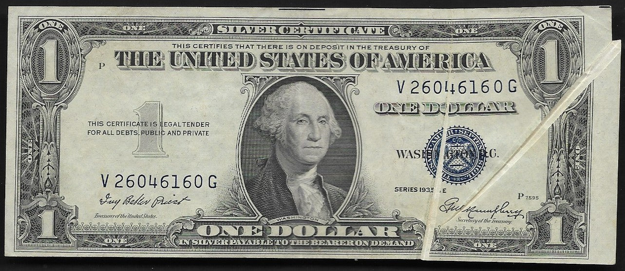 1935E Silver Certificate, XF, Gutter Fold Error