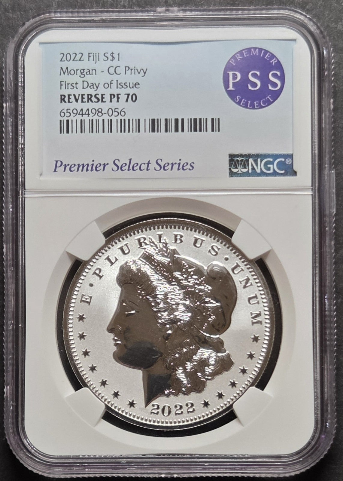 2022 Fiji $1 Morgan, CC Privy, NGC Reverse PF70