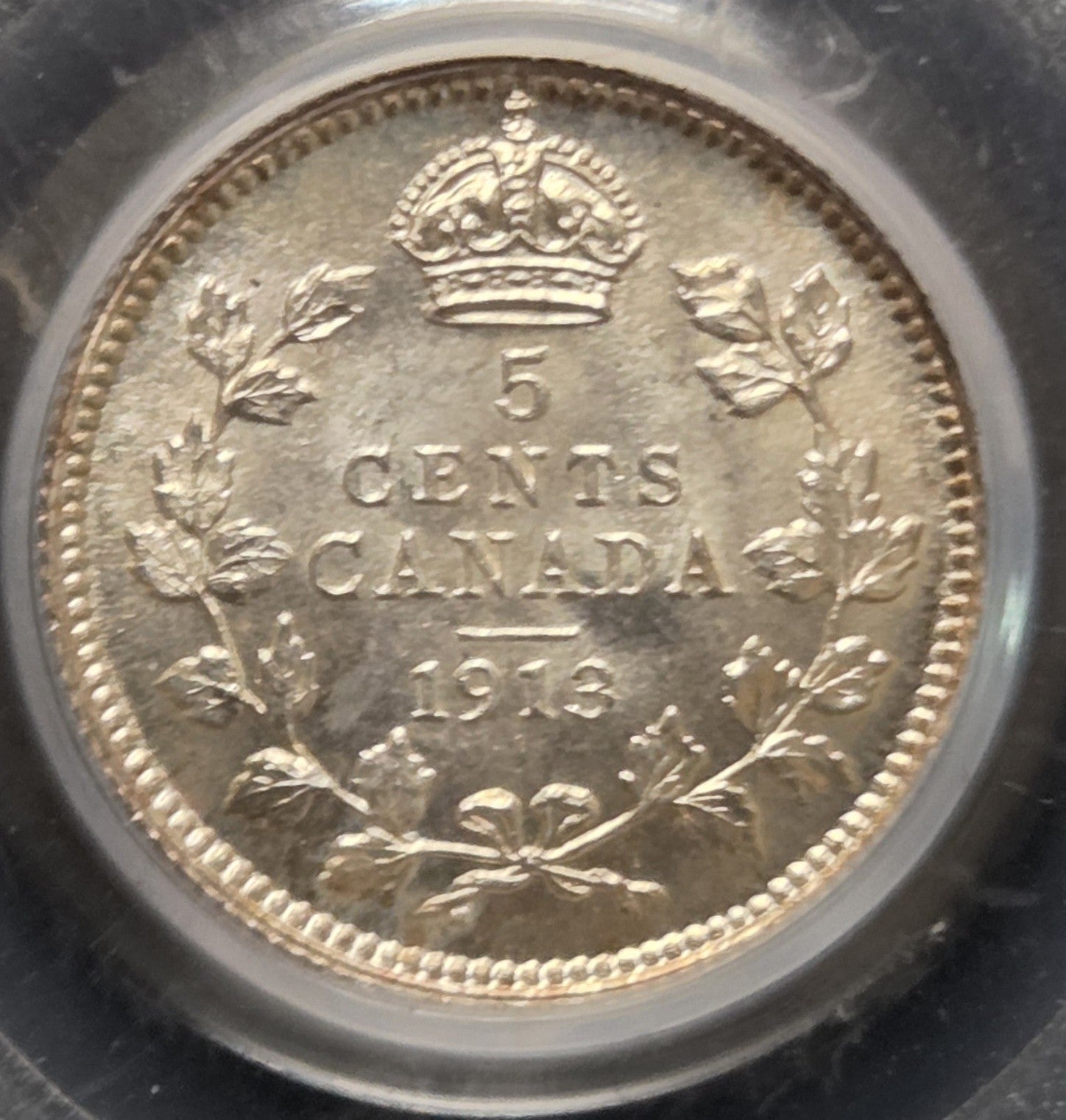 1913 Canada Five Cents, PCGS MS65
