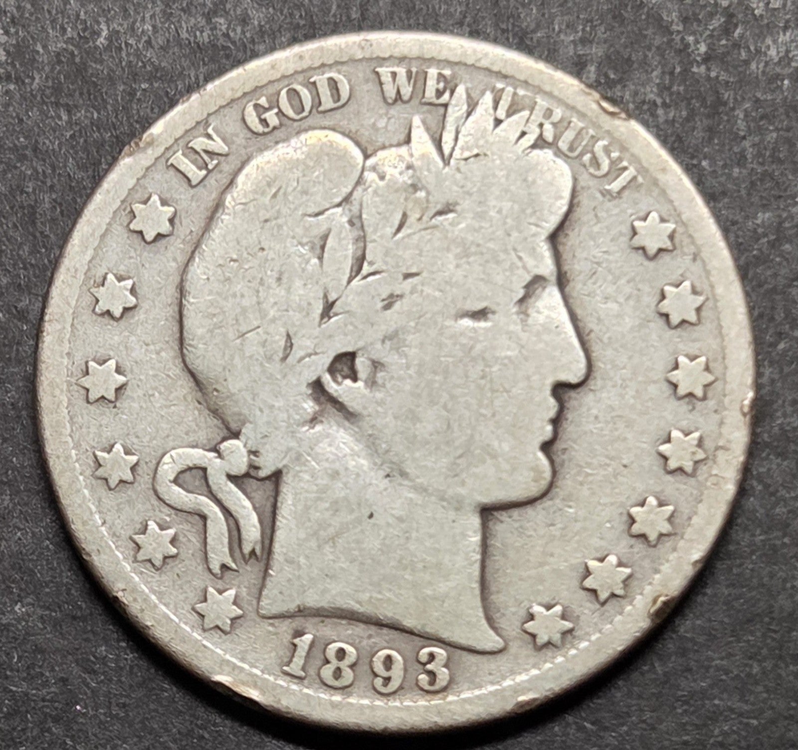 1893-S Barber Half Dollar, Good, Rim Ding