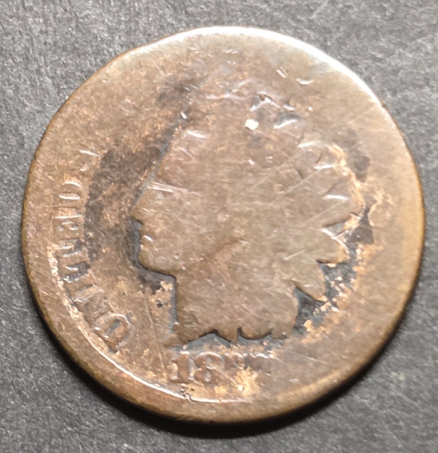 1877 Indian Head Cent, AG Details